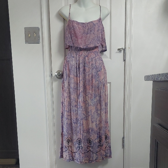 Fadhion Tezmihal Dresses & Skirts - Embroidered Tie Dye Maxi Dress in Pink & Purple